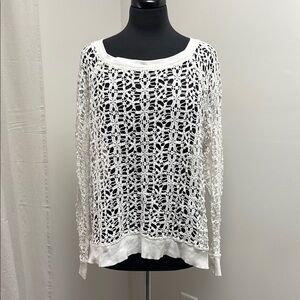 Halogen White Crochet Women's Top size Large